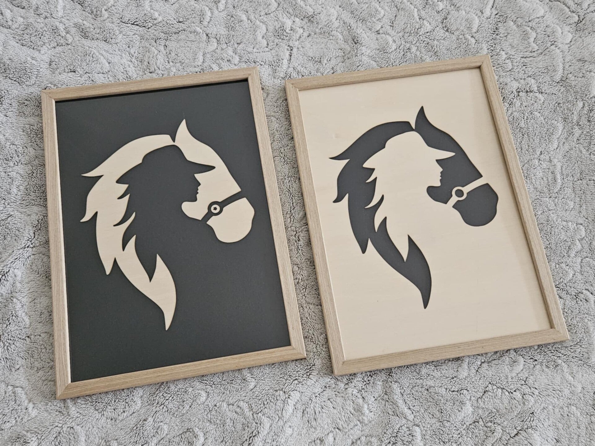 tableau positif négatif cheval visage femme