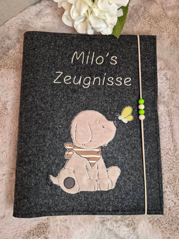 Personalisierte Zeugnismappe Hund