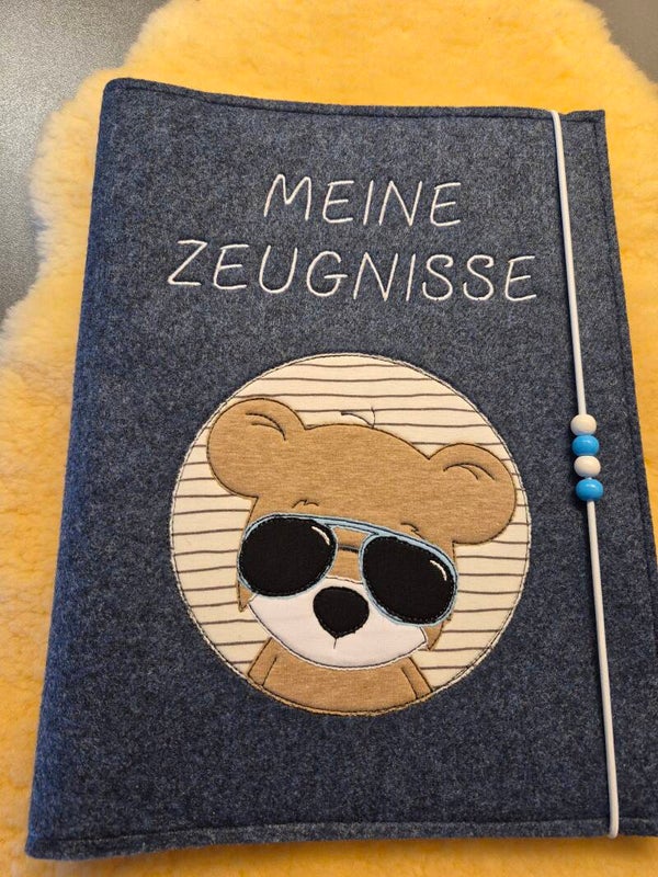 Personalisierte Zeugnismappe Cool Bär