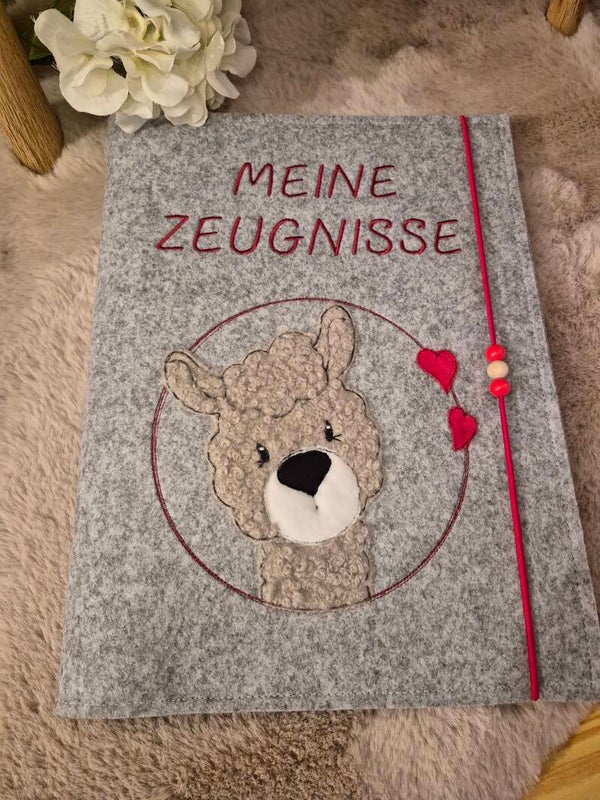Personalisierte  Zeugnismappe Alpaka