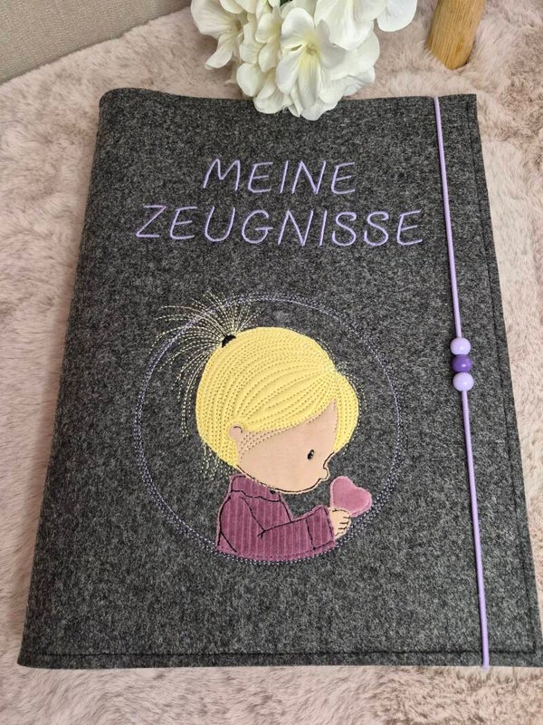 Zeugnismappe Mädchen/ Herz / blond