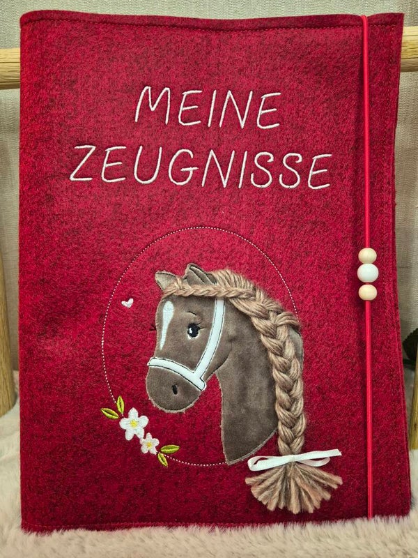 Zeugnismappe Pferd braune Mähne