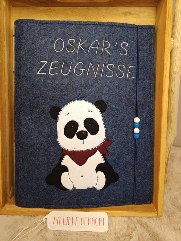 Personalisierte Zeugnismappe Panda