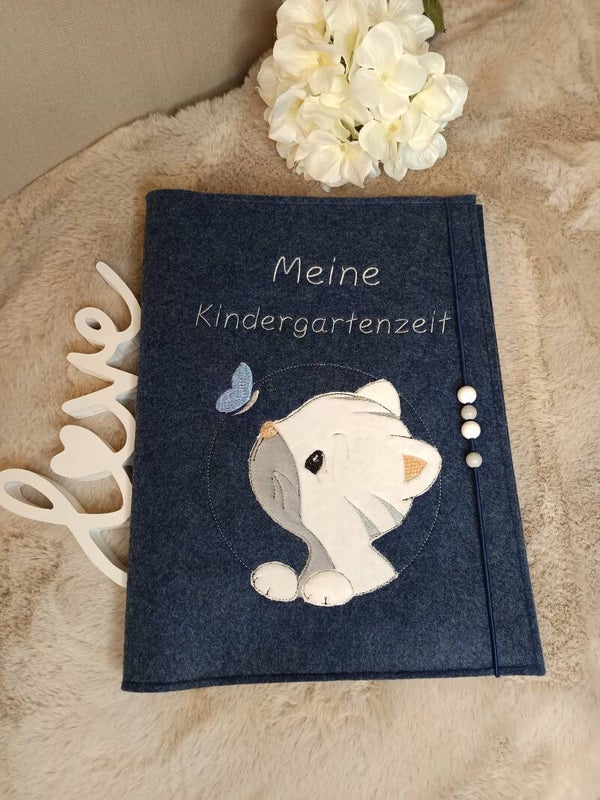 Personalisierte Kindergartenmappe Katze