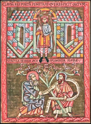 enluminure du XIe siècle; premier arbre généalogique connu