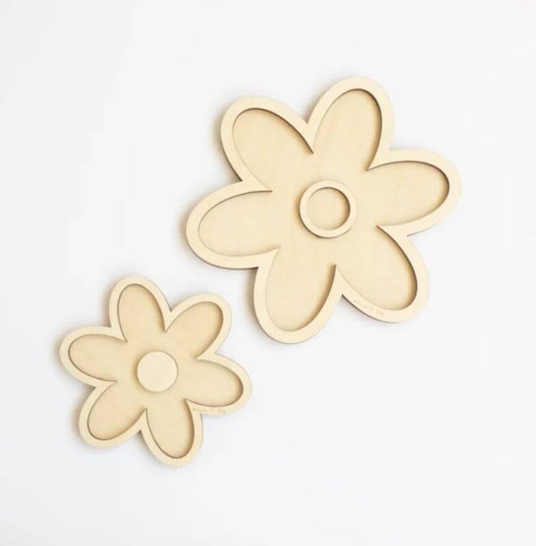 Houten speeltrayset - bloemen