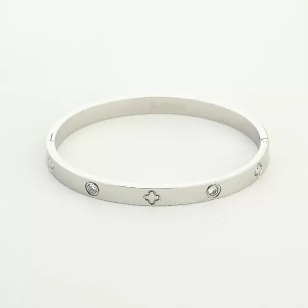 Bangle met zirkonia en klavertje
