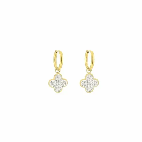 oorbel klavertje strass