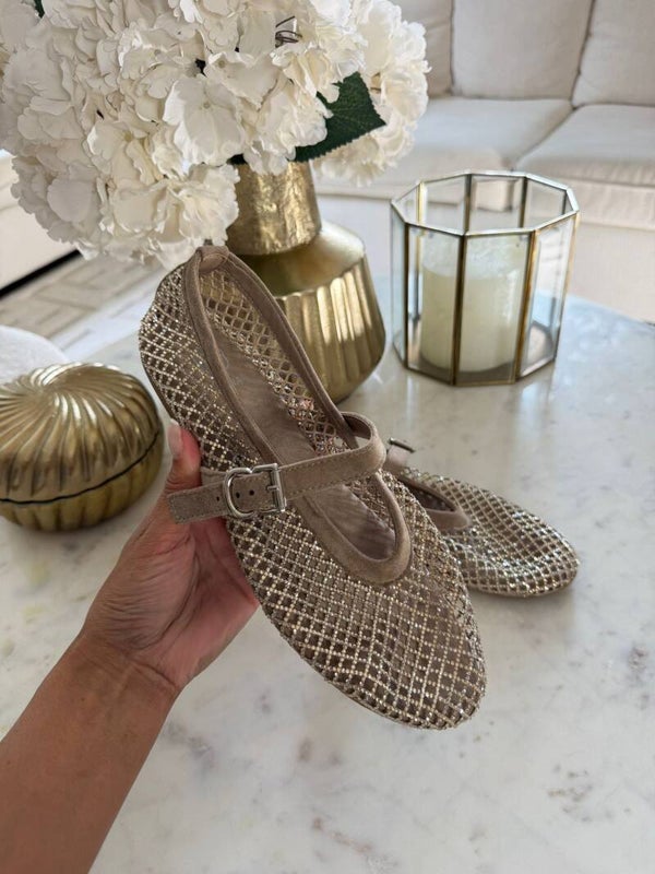 Mary Jane Flats Gold