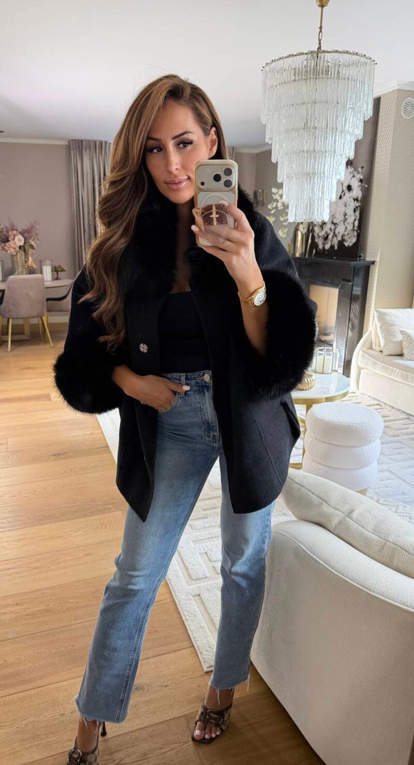 Fur Coat luxe Black