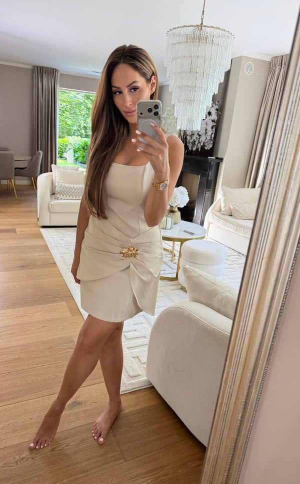 Beige Satin Dress