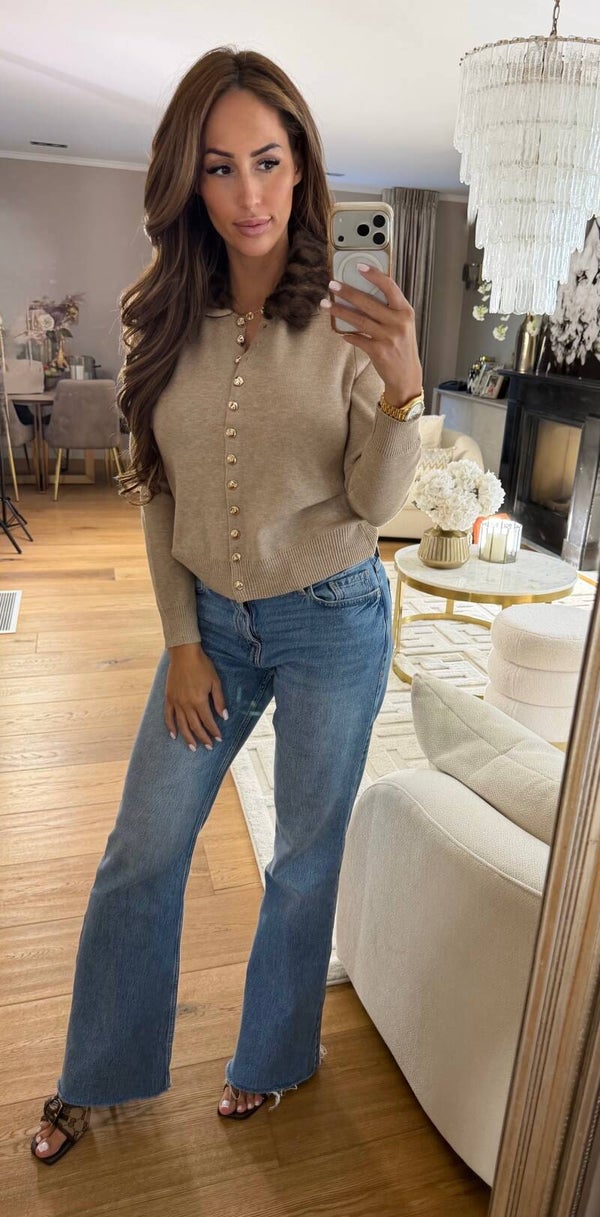 Button Top Beige