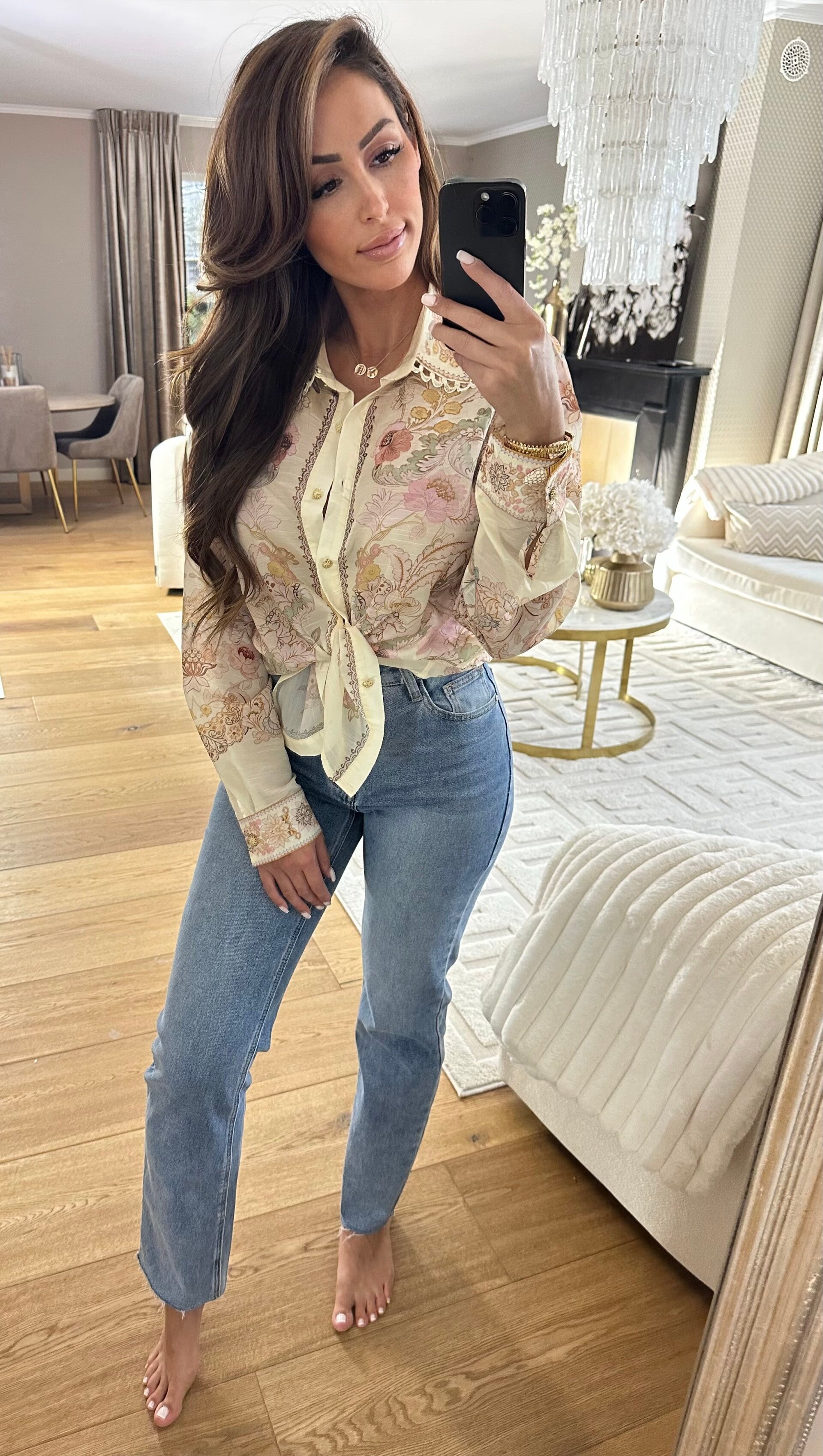 Flow ribbel Blouse yellow