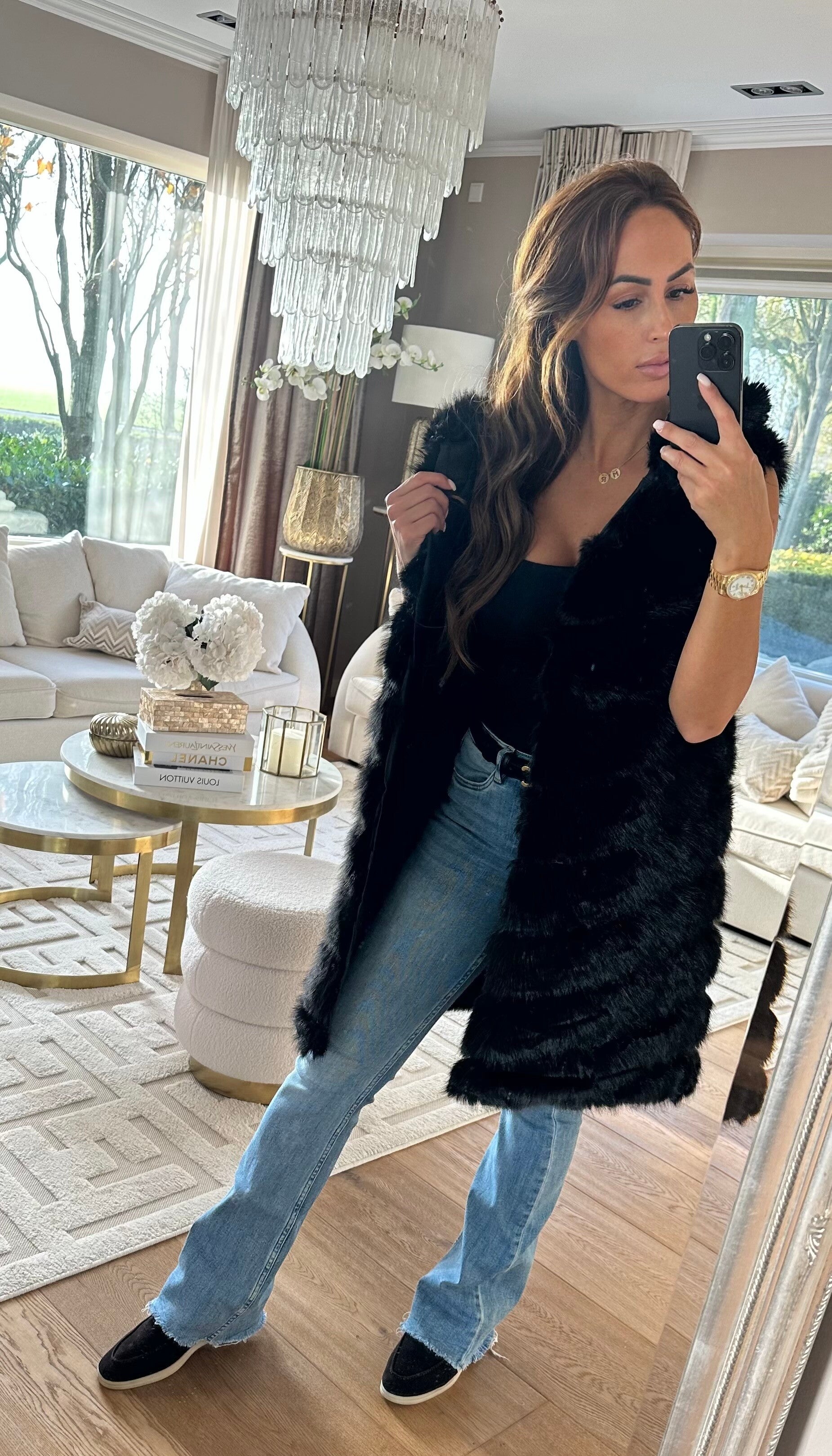 Black Fur Gilet