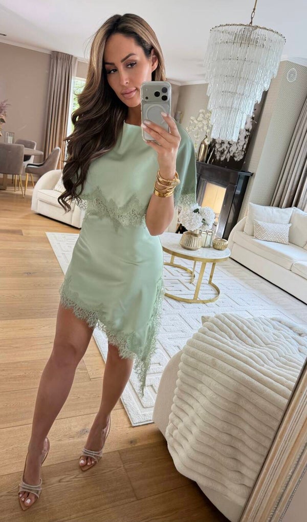 Green Lace Dress Silk