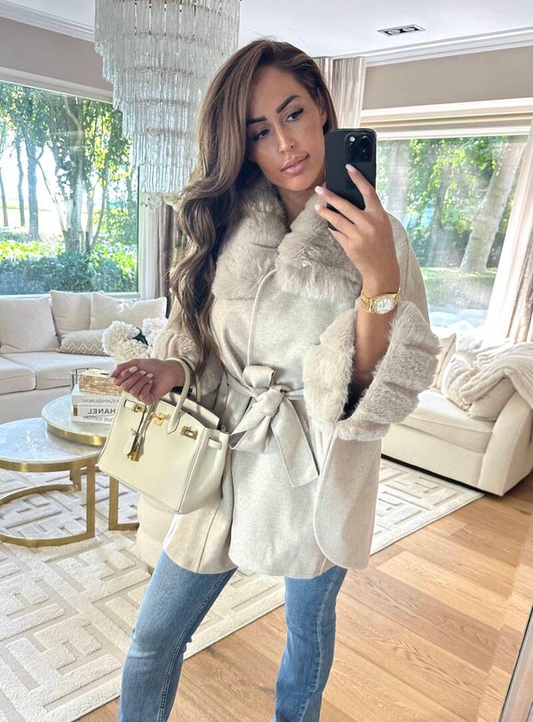Fur Poncho Beige