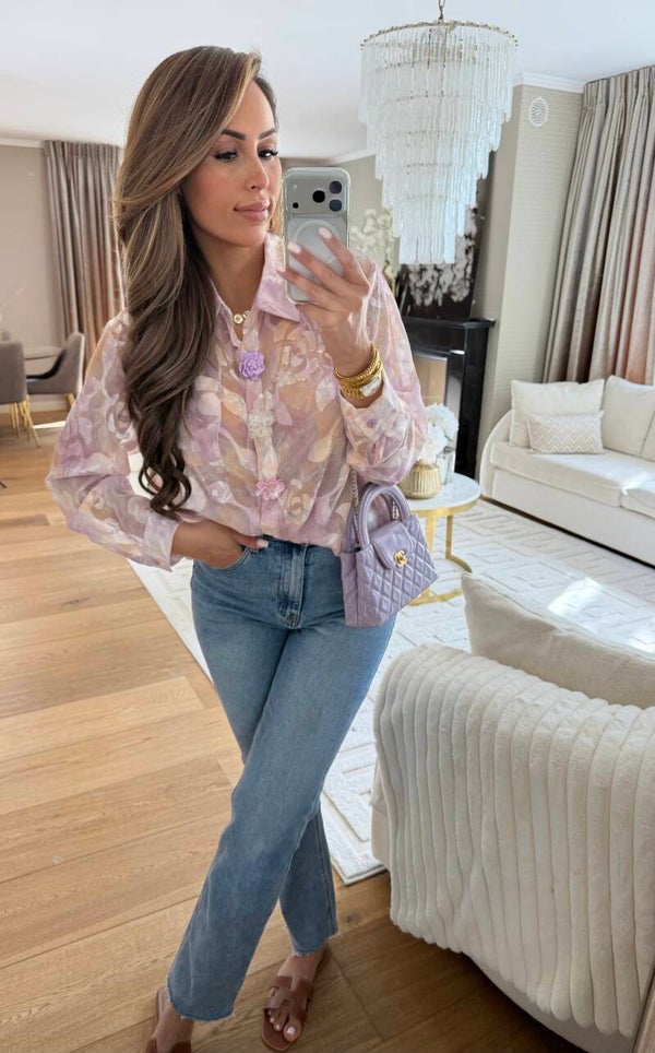 Flowi Button Blouse Lila