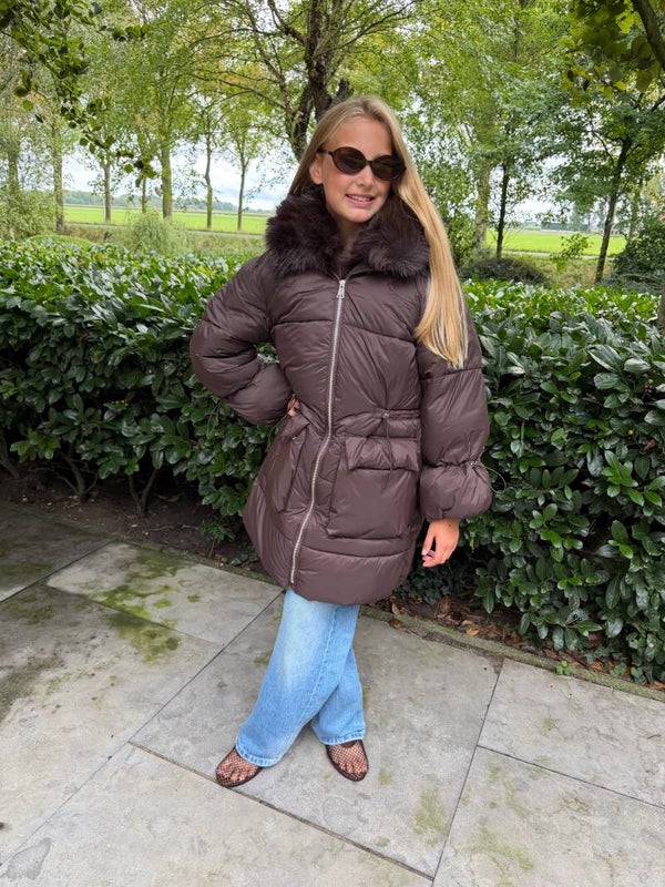 Puffer Coat Brown Long