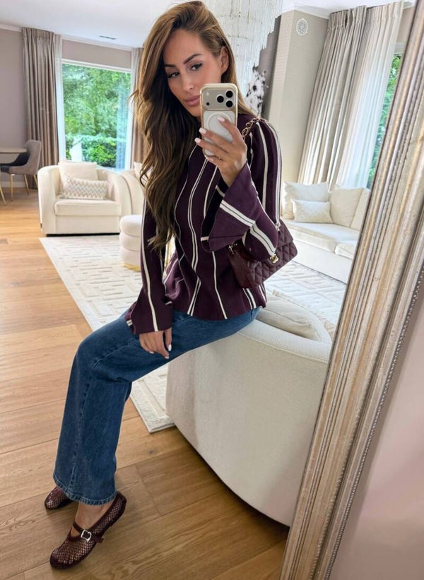 Burgundy Stripe Top