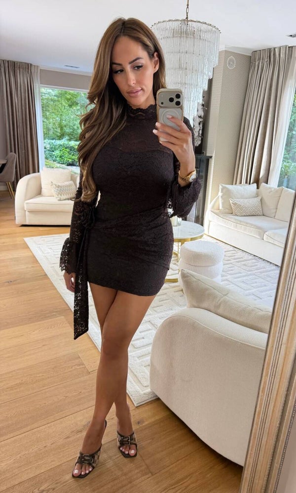 Lace flow Brown Dress