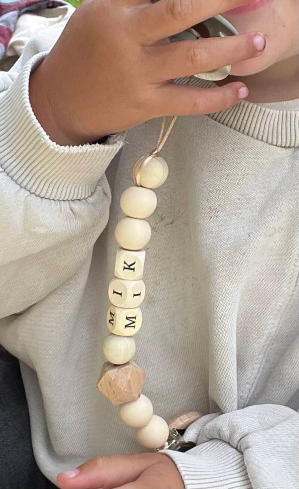 Speenkoord met naam - Crème