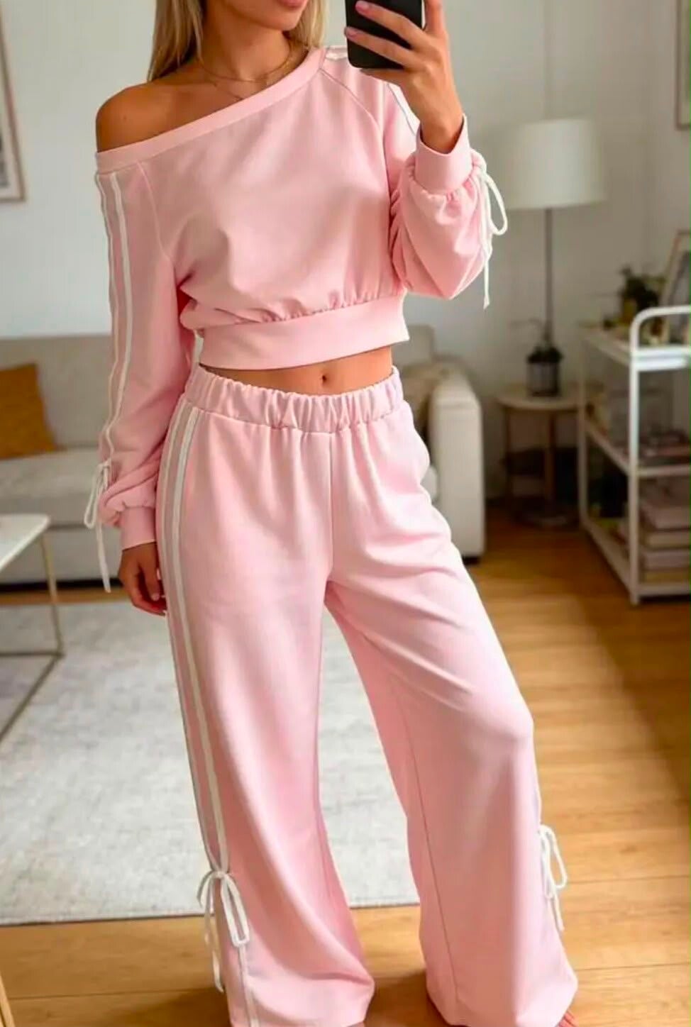 Roze Off-Shoulder Set