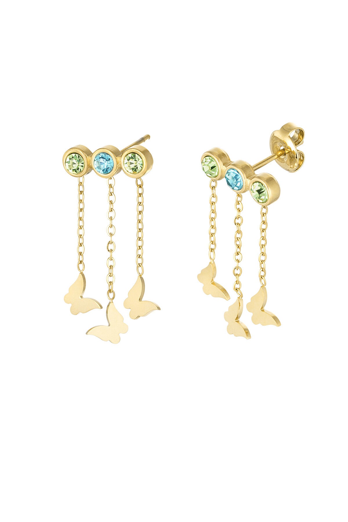 Oorbellen "Vlinder aan de ketting"