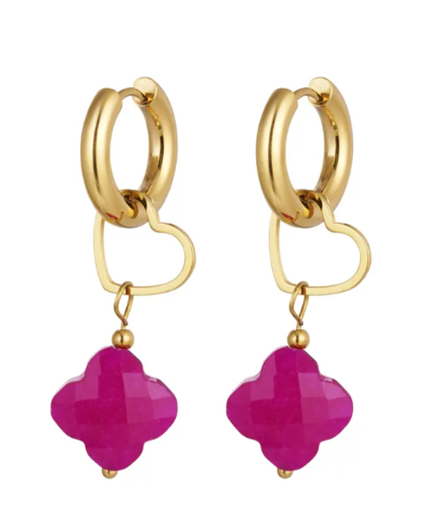 Oorbellen "Hart met klaver"