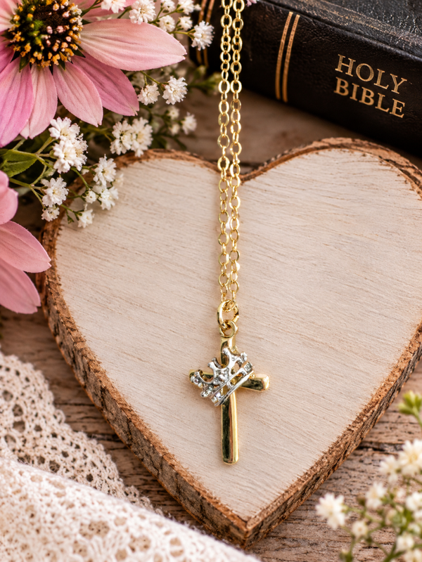 Cross Necklace with crown
