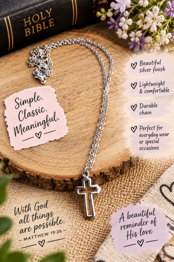Silver Open Cross Necklace