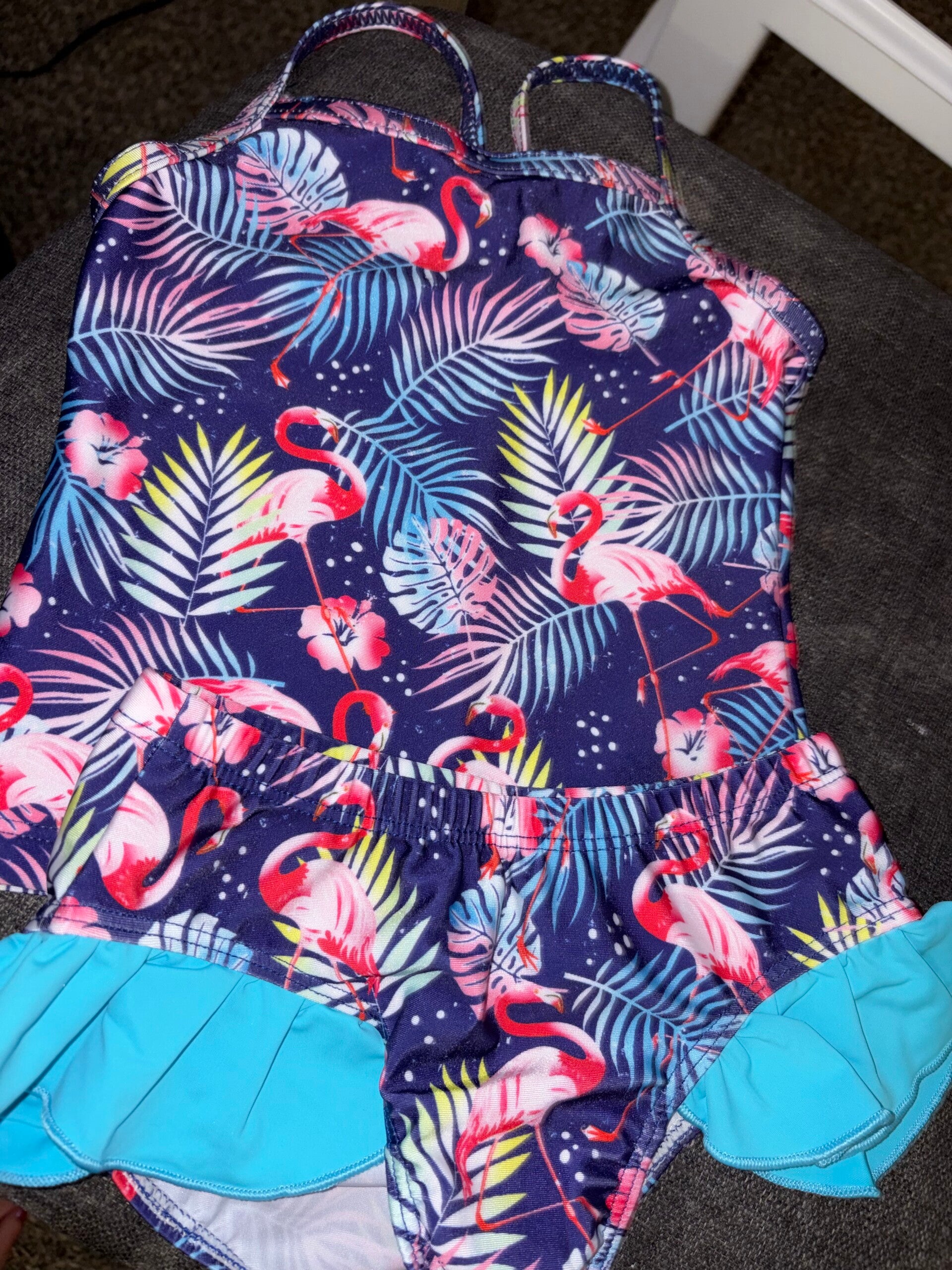 Little girls flamingo bathing two piece suit
