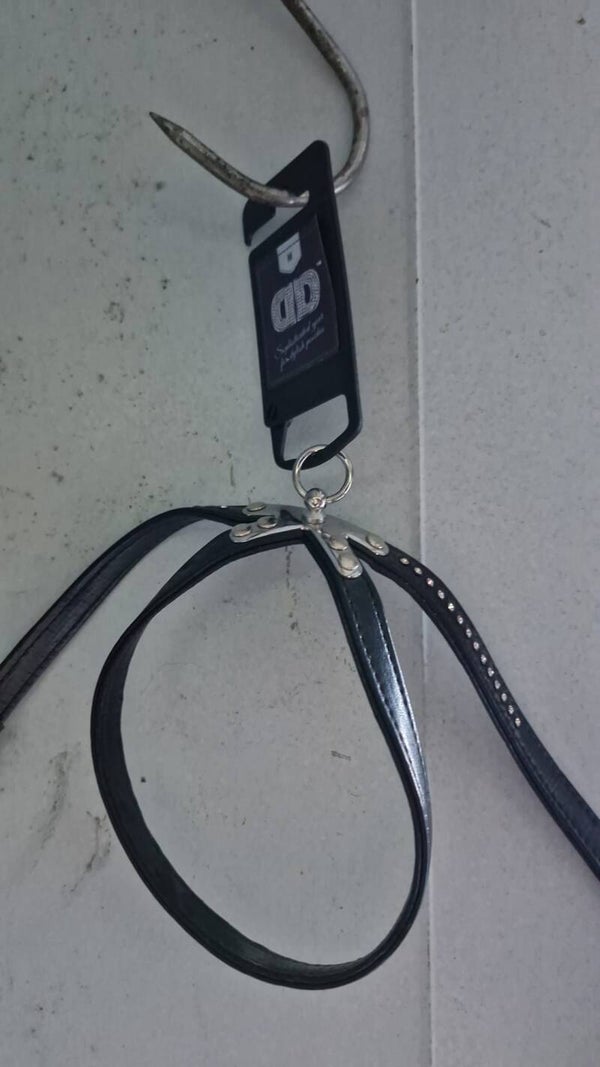 Diamond Dog harnas, imitatieleer zwart met steentjes