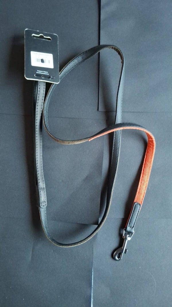 51 degrees north lijn, imitatieleer zwart (1 kant) en ribstof donkergroen/oranje (1 kant) 120x12mm