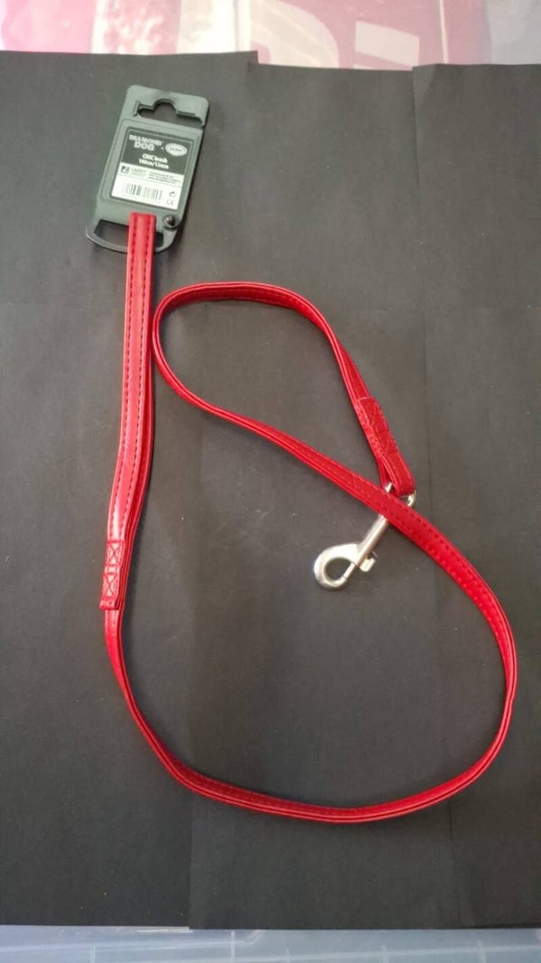 Diamond dog lijn, imitatieleer rood 100x12mm