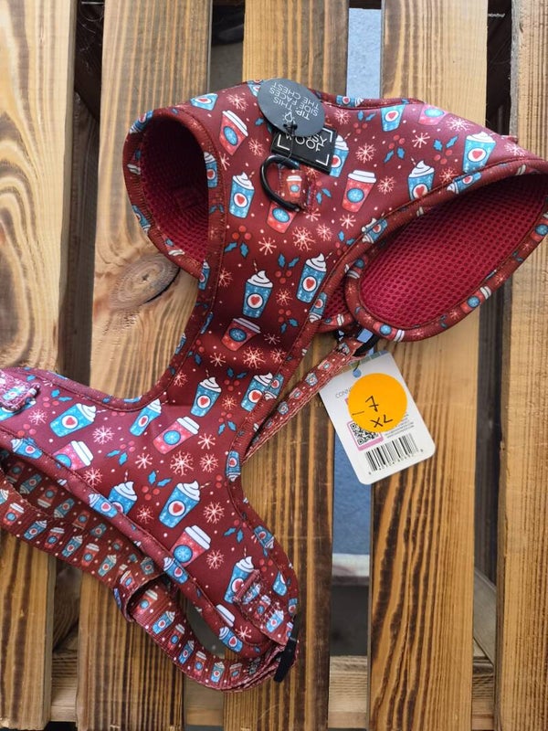 Sassy Woof harnas (ijs koffie patroon) XL