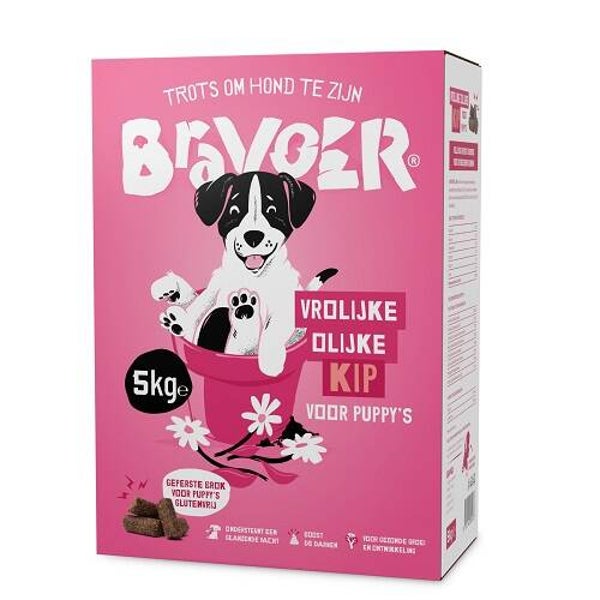Bravoer Vrolijke Olijke Kip voor puppy's 5 kg (WORDT NIET VERZONDEN)