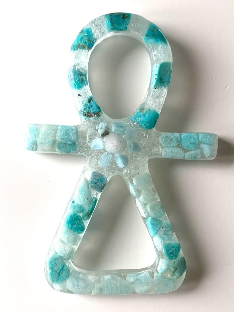 Kristallen Tanit Turkoois, Sardijnse kwarts, Avaloniet, Satya Mani Azeztuliet, Lemurische laserkwarts, Herkimerdiamant, Zilver