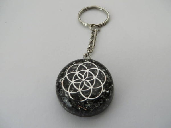 Orgonite Sleutelhanger Levensbloem Shungite Aluminium