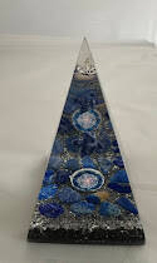 Russische Piramide Lapis Lazuli Merkaba , Merkaba, Lapis Lazuli, Samadhi kwarts, Shungite, Seed of Life, Herkimerdiamant, Dubbeleinder, Zilver