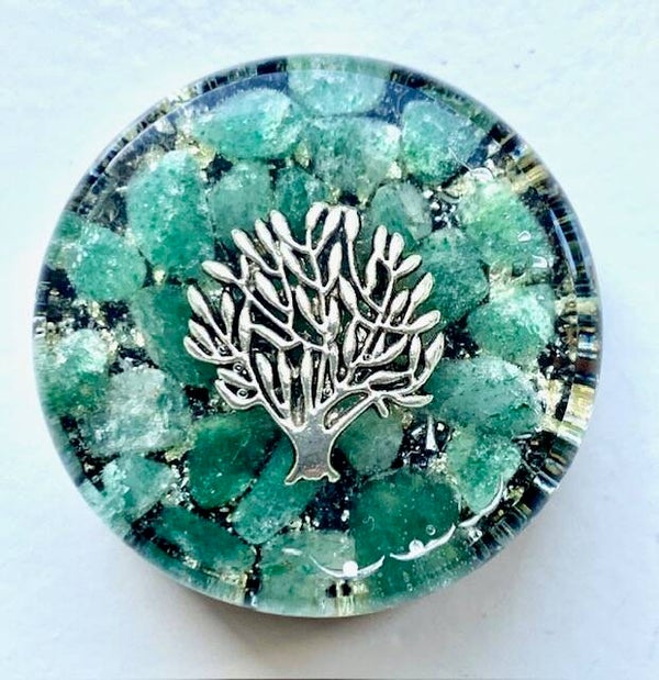 Kleine Orgonite Buster Aventurijn, Levensboom, Shungite, Herkimerdiamant, Dubbeleinder, Zilver