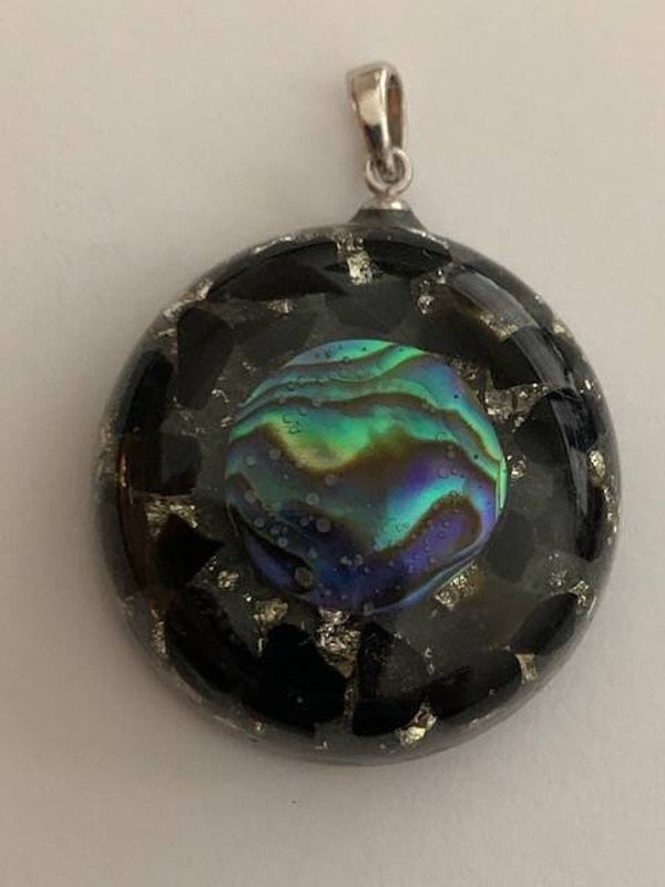 Orgonite Hanger Small Zwarte Toermalijn Abalone Zilver #2