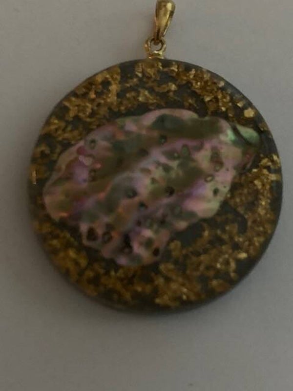 Orgonite Hanger Medium Abalone Bladgoud # 2