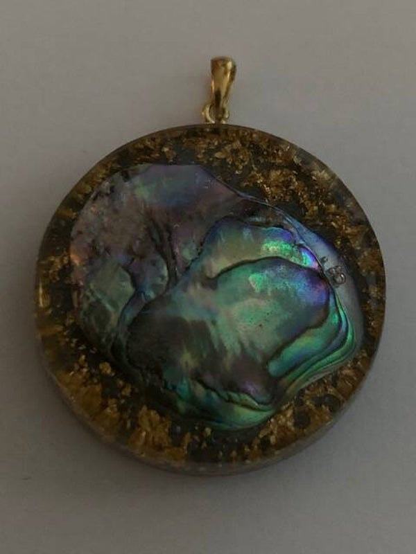Orgonite Hanger Medium Abalone Bladgoud # 3