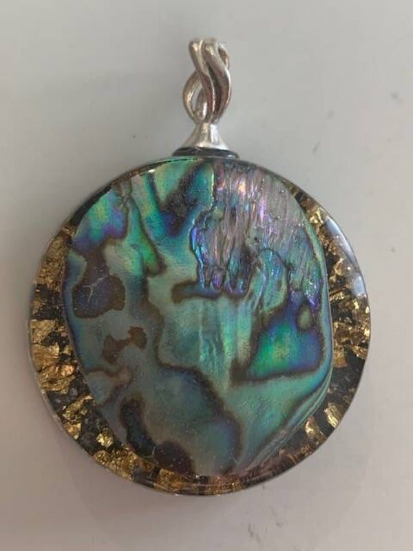 Orgonite Hanger Medium Abalone Bladgoud # 4