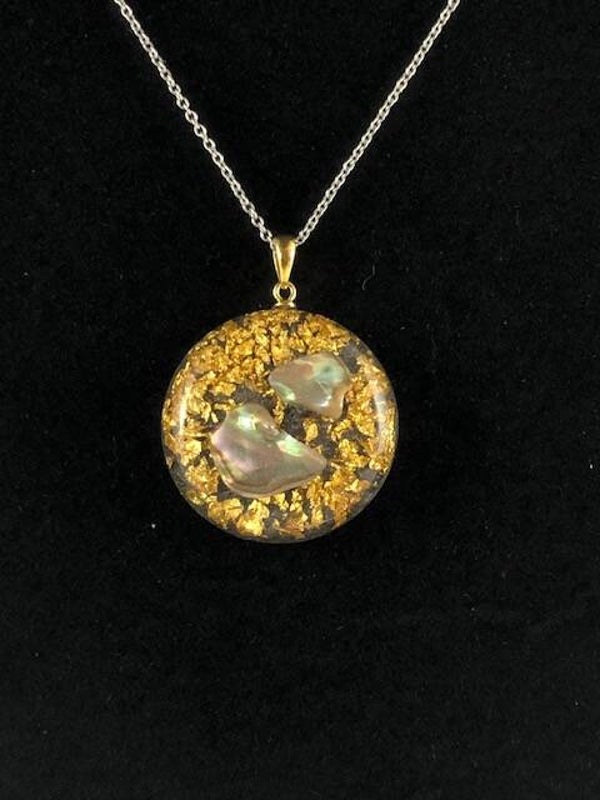 Orgonite Hanger Small Abalone Bladgoud KL19