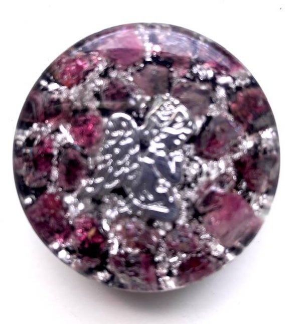 Midden Orgonite Buster Roze Toermalijn, Elfje, Shungite Herkimerdiamant, Dubbeleinders, Zilver