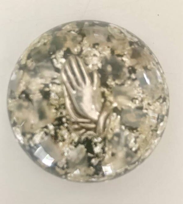 Bolle Orgonite Buster Maansteen, Namastehandjes, Shungite, Herkimerdiamant, Dubbeleinder, Zilver