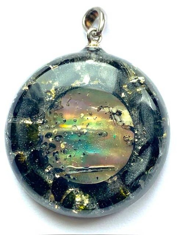 Orgonite Hanger Small Zwarte Toermalijn, Abalone, Shungite, Herkimerdiamant, Zilver #11