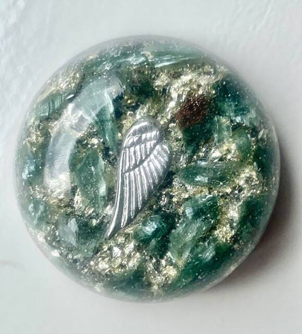 Bolle Orgonite Buster Serafiniet, Vleugel, Shungite, Herkimerdiamant, Dubbeleinder, Zilver
