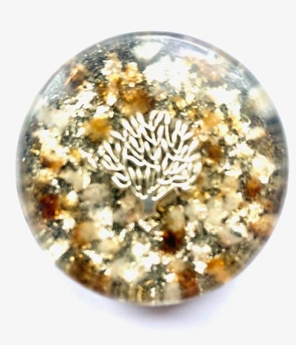 Midden Orgonite Buster Citrien, Levensboom, Shungite, Herkimerdiamant, Dubbeleinder, Zilver